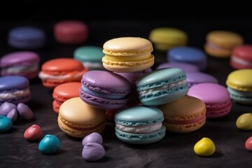 Obraz na płótnie Canvas colored macaron confectionery product Generative AI