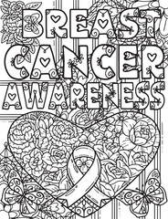 Breast Cancer Awareness Coloring Page for Adult