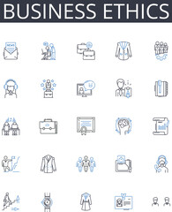 Business ethics line icons collection. Social responsibility, Political correctness, Environmental awareness, Job security, Profitability sustainability, Corporate citizenship, Professional integrity