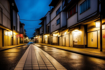 Naklejka na ściany i meble street of old time in Japan, evening time