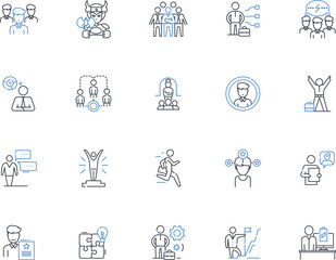 Consortium line icons collection. Partnership, Collaboration, Alliance, Coalition, Joint venture, Syndicate, Cooperation vector and linear illustration. Association,Unity,Nerk outline signs set