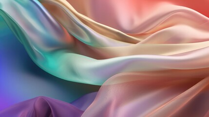 Fototapeta na wymiar Abstract colorful light smooth silk background, AI generated