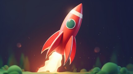 A small red rocket took off. Generative AI.
