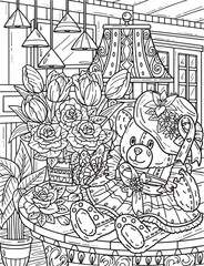 Breast Cancer Awareness Teddy Bear Coloring Page