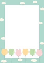 frame with adorable animal balloon