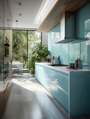 Fototapeta na wymiar Kitchen interior architecture minimalist style