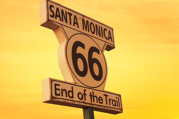 Route 66 sign at Santa Monica California