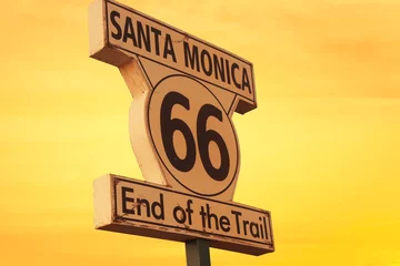 Fototapeten Route 66 sign at Santa Monica California © Mario Bellisario