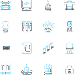 Residences linear icons set. Home, Dwelling, House, Apartment, Condo, Townhouse, Villa line vector and concept signs. Mansion,Flat,Cottage outline illustrations