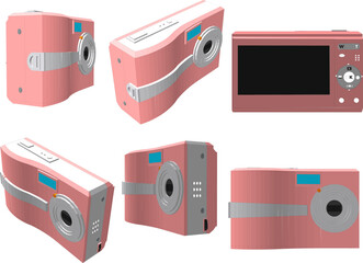 Obraz premium Vector sketch of vintage digital camera illustration