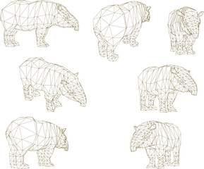 Wild tapir illustration vector sketch