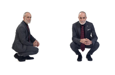 side and front view of same man dressed in a suit and tie on white background