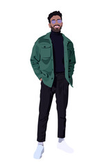 Obraz premium Vector illustration of an attractive stylish guy dressed in fashion