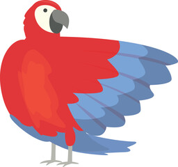 Red macaw icon cartoon vector. Tropical bird. Jungle zoo