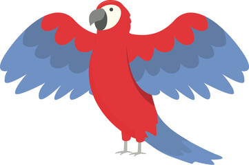Blue red macaw icon cartoon vector. Parrot bird. Animal fly