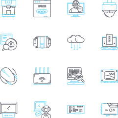 Mobile phs linear icons set. Android, Battery, Bluetooth, Camera, Charging, Display, Ecosystem line vector and concept signs. Facetime,Gaming,Hotspot outline illustrations