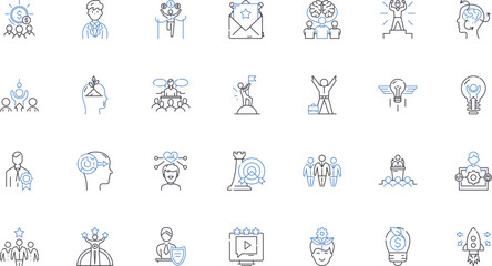 Supremacy line icons collection. Dominance, Power, Authority, Command, Control, Hegemony, Superiority vector and linear illustration. Preeminence,Sovereignty,Leadership outline signs set