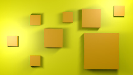 Fototapeta na wymiar yellow background with squares. 3D render