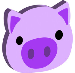3d purple pig