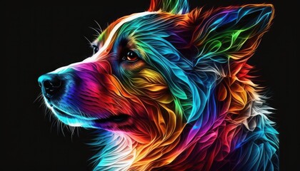 Naklejka premium Dog in LGBTQ colors, generative ai