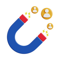 attract customer 3d render, transparent background, marketing and advertising