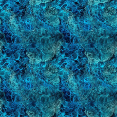Fototapeta premium Aerial top view of blue ocean reef shallow water. AI generative illustration.