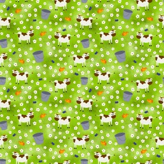 Pattern for children with cows on the green field