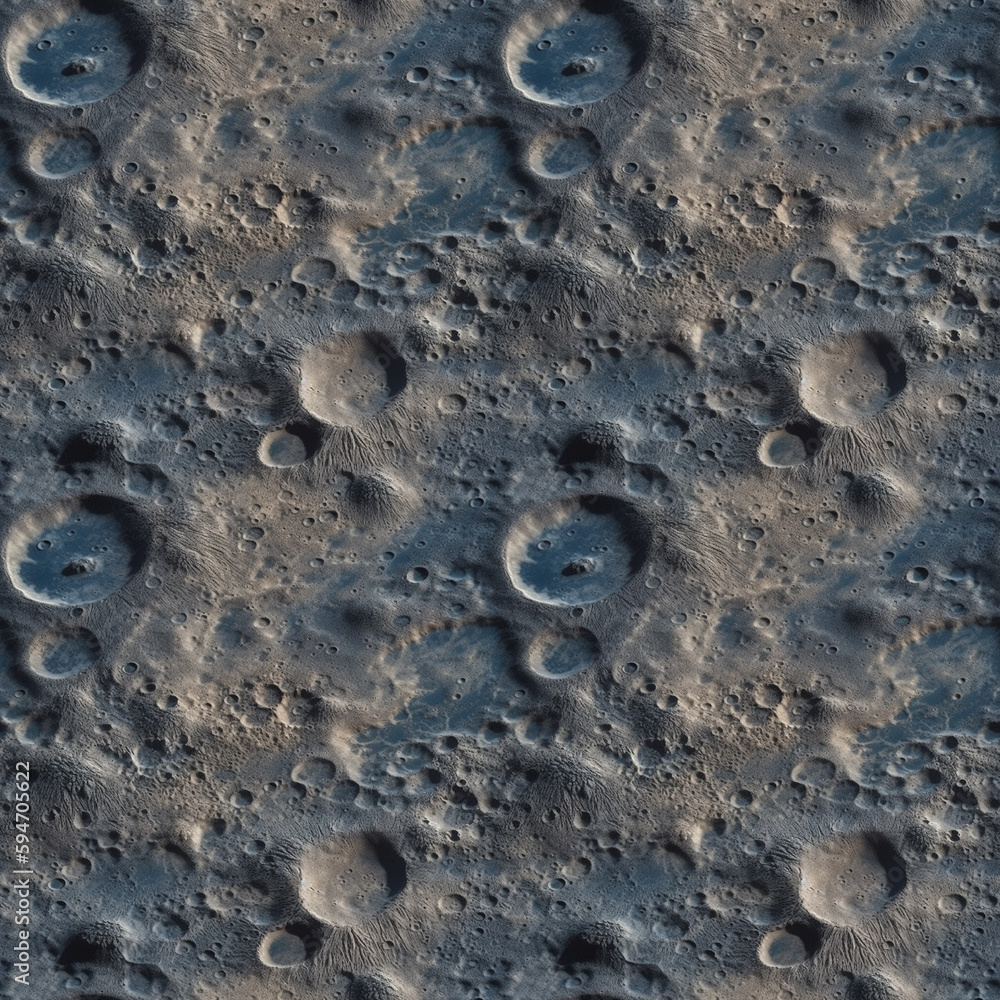 Aufkleber top view moon grey surface with craters. ai generative illustration.