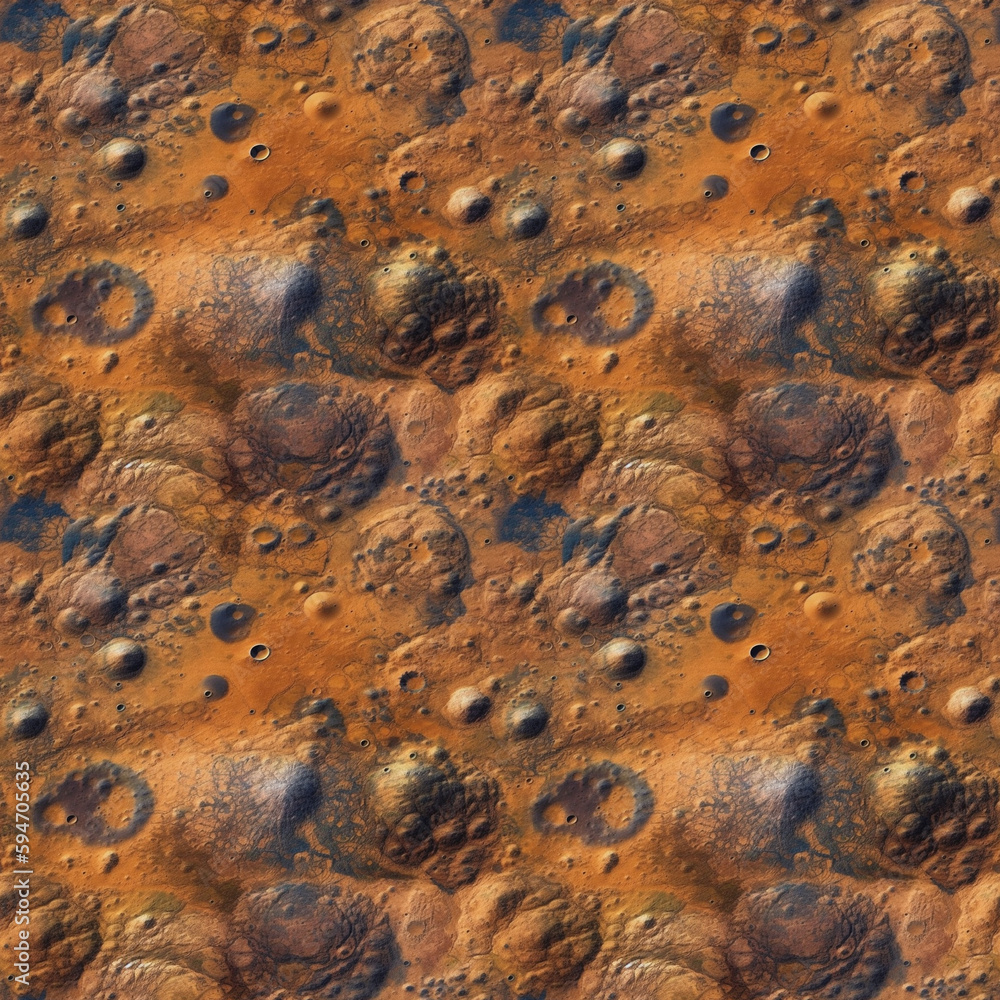 Aufkleber top view mars planet surface with craters. ai generative illustration.