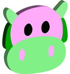 3d pastel colours cow