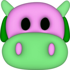 3d pastel colours cow