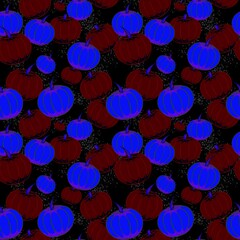 Blue and red pumpkins failling