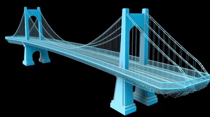 golden gate bridge  finite element analysis, Brooklyn architecture structure, isolated on black background