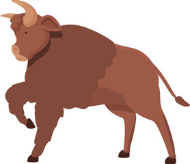 Battle buffalo icon cartoon vector. Animal bison. Mammal etching