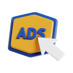 paid per clicks 3d render, transparent background, marketing and advertising