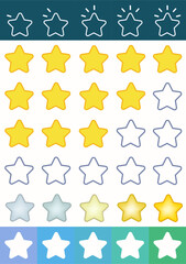 Rating five stars set. Customer grade and feedback sign.