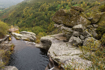 Waterfall of the Cenza River, Vilariño de Conso, Ourense province, Galicia, Spain