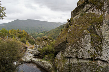 Fototapeta na wymiar Waterfall of the Cenza River, Vilariño de Conso, Ourense province, Galicia, Spain