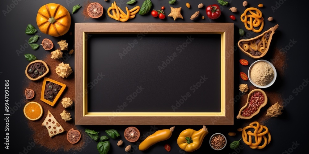 Poster picture-frame snack with copy space at the top generative ai