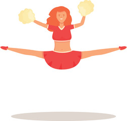 Fitness jump icon cartoon vector. Girl cheer leader. Dancer woman