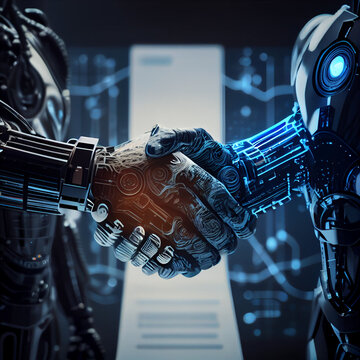 Handshake and agreement created with Generative AI Technology