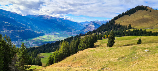 panoramic view of the mountains in the Alps, Switzerland.