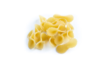 Raw pasta isolated on white background