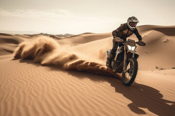 Motocross rider in the desert. Generative AI