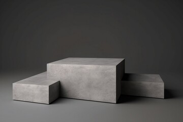 An Empty Gray Stone Podium for Product Display