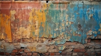 Vintage colored brick wall texture, generative AI