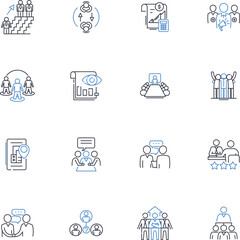 Retail model line icons collection. Merchandising, Inventory, Sales, Marketing, Delivery, Display, Packaging vector and linear illustration. Promotion,Pricing,Customer outline signs set