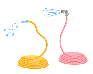 garden hose, fire hose, watering hose. Vector Illustration for printing, backgrounds and packaging. Image can be used for greeting cards, posters, stickers and textile. Isolated on white background.