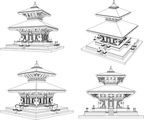 Vector illustration cartoon sketch sacred temple pagoda god place