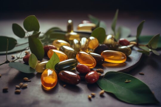 Organic Medicine for Wellness: Herbal Capsules, alternative medicine, generative ai